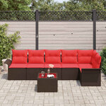vidaXL Ensemble de canapé de jardin 7 Pièces Marron polyrotin