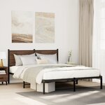 vidaXL Cadre de lit en métal sans matelas chêne marron 140x200 cm