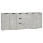 vidaXL Buffets 3 Pièces gris béton bois d'ingénierie