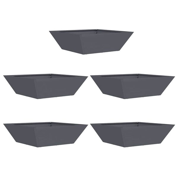 vidaXL Pot de jardin en forme de bol 5 Pièces Anthracite 50 x 50 x 15 cm