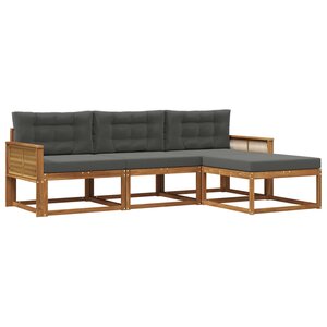 vidaXL Ensemble de canapés d'extérieur 4 pc Naturel et Anthracite