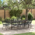 vidaXL Ensemble de salle à manger de jardin de 9 pièces avec coussins en poly rattan noir