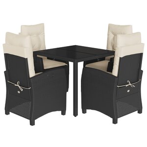 vidaXL Ensemble à manger de jardin coussins 5Pièces Noir Résine tressée