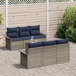 vidaXL Ensemble de canapé de jardin 7 Pièces Gris et bleu marine