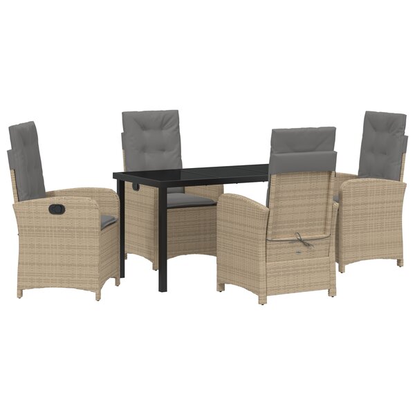 vidaXL Ensemble de salle à manger de jardin de 5 pièces avec coussins Beige Rattan Synthétique