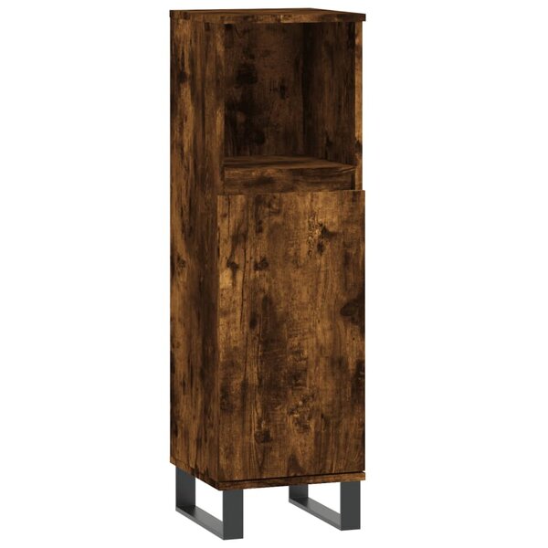 vidaXL Armoire de bain chêne fumé 30x30x100 cm bois d'ingénierie