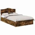 vidaXL Lit de Rangement Chêne fumé 120 x 190 cm Bois d'ingénierie