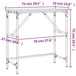 vidaXL Table console noir 75x32x75 cm bois d'ingénierie