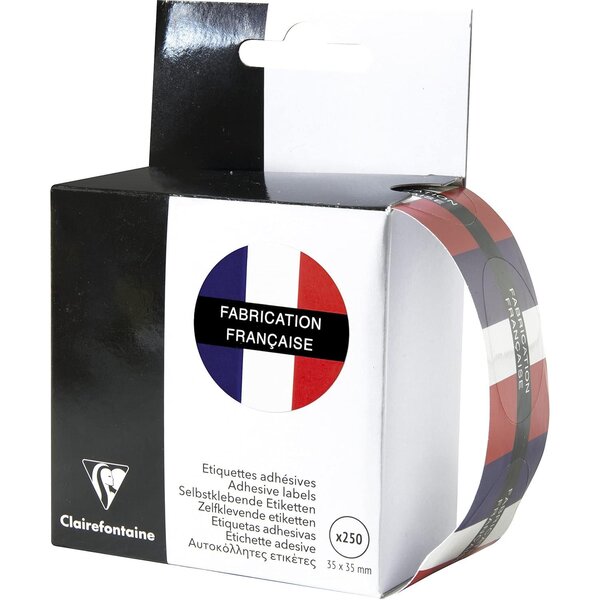 Boîte de 250 étiquettes cadeaux  drapeau français  fabrication française clairefontaine