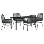 vidaXL Ensemble de Salle à Manger de Jardin 5 Pièces avec Coussins Noir Poly Rotin