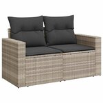 vidaXL Salon de jardin 8 Pièces avec coussins gris clair résine tressée