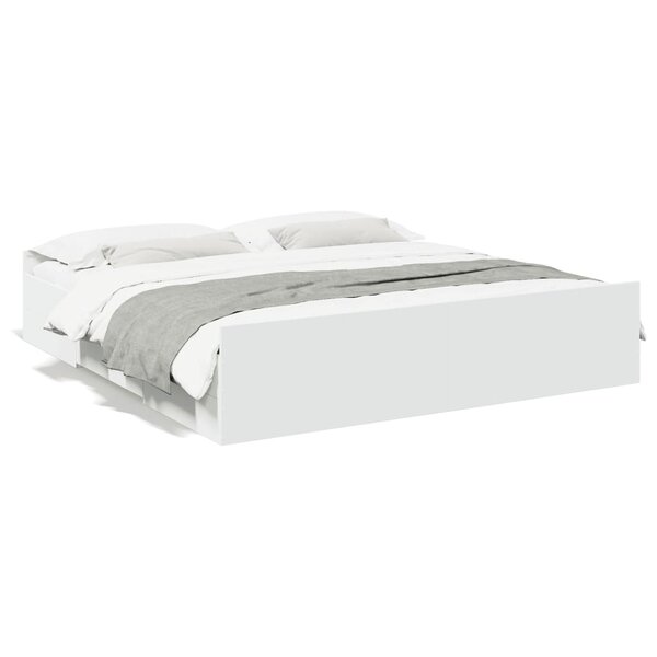 vidaXL Cadre de lit avec tiroirs sans matelas blanc 180x200 cm