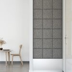 vidaXL Panneaux muraux 12 Pièces Gris clair 30x30 cm Tissu 1 08 m²