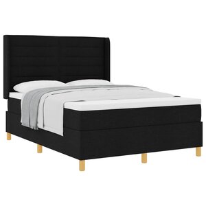 vidaXL Lit à ressorts avec matelas Noir 140 x 190 cm tissu