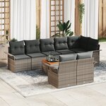 vidaXL Ensemble de canapé de jardin 9 pièces avec coussins gris en rotin synthétique et acacia