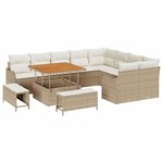 vidaXL Ensemble de canapé de jardin avec coussin 12 Pièces Beige et crème