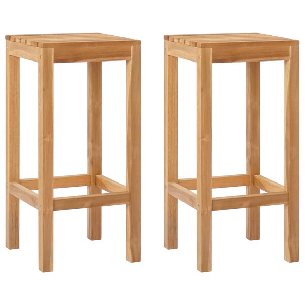 vidaXL Tabouret de bar 2 pc Naturel Bois de teck massif