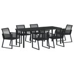 vidaXL Ensemble de salle à manger de jardin 7 pièces Noir Rattan Poly