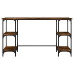 Bureau table poste de travail meuble d'ordinateur informatique étude chêne fumé 140 x 50 x 75 cm métal et bois d'ingénierie brun 02_0023585