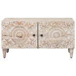 vidaXL Table basse Blanc 80 x 50 x 40 cm Bois de mangue massif