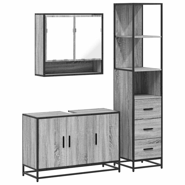 vidaXL Ensemble de meubles de salle de bain 3 Pièces Sonoma gris