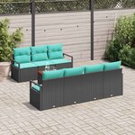 vidaXL Ensemble de canapé de jardin avec coussin 8 Pièces Noir polyrotin