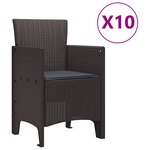 Ensemble de jardin de 11 pièces vidaXL avec coussins en poly rotin marron
