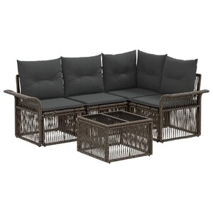 vidaXL Ensemble de canapé de jardin 5 Pièces Gris polyrotin