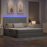 vidaXL Lit avec rangement et LED Gris clair 180 x 200 cm Polyester