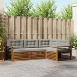 vidaXL Ensemble de canapés d'extérieur 4 pc Gris Naturel et Clair
