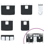 vidaXL Cadre de Lit Mezzanine pour Enfants avec Rideaux Noir