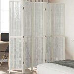 vidaXL Cloison de séparation 5 panneaux blanc bois de paulownia massif