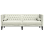 vidaXL Canapé Chesterfield avec traversins 3 places crème velours