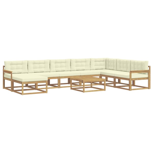 vidaXL Ensemble de canapés d'extérieur 9 pc Blanc et crème