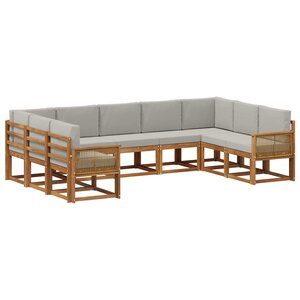 vidaXL Ensemble de canapés d'extérieur 9 pc Naturel et gris clair