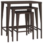 vidaXL Tables gigognes de jardin 3 Pièces marron résine tressée