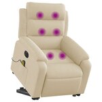 vidaXL Fauteuil inclinable de massage électrique Crème Tissu