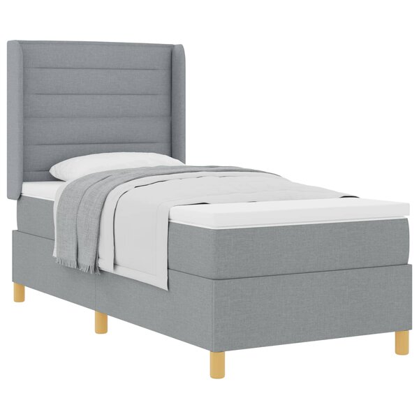 vidaXL Lit à ressorts avec matelas Gris clair 80 x 200 cm tissu