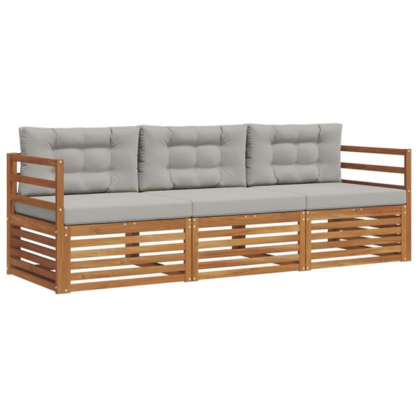 vidaXL Ensemble de canapés d'extérieur 3 pc Gris Naturel et Clair