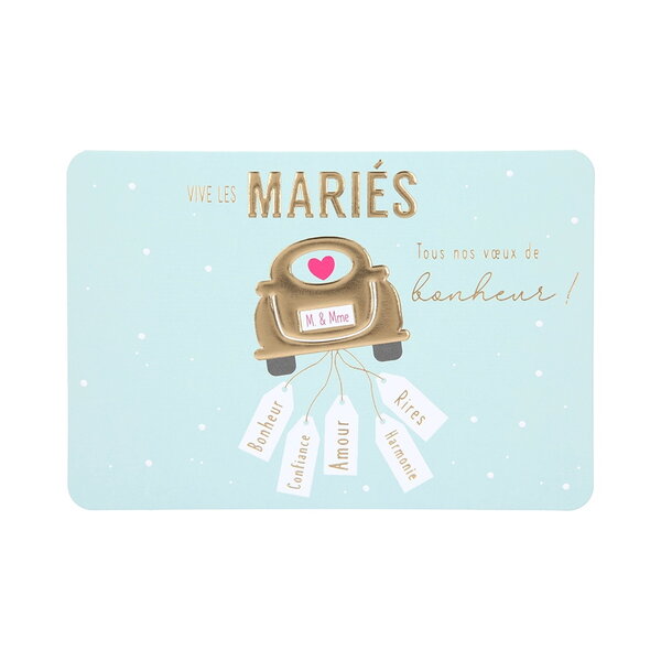 Carte de voeux - mariage - vive les mariés tous nos voeux de bonheur !