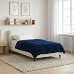 vidaXL Duvet d'hiver Matelassé Bleu foncé 135 x 220 cm Microfibre