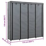 vidaXL Garde-robe avec 4 compartiments Gris 175x45x170 cm