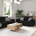 Canapé 3 pièces vidaXL avec coussins en tissu noir