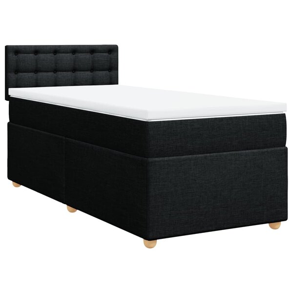 vidaXL Sommier à lattes de lit avec matelas Noir 90x190 cm Tissu