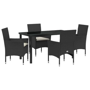 vidaXL Ensemble de salle à manger pour jardin 5 Pièces Noir Poly rotin