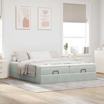 vidaXL Cadre de lit ottoman avec matelas gris clair 200x200 cm velours
