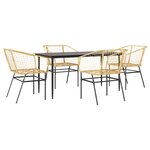 vidaXL Ensemble à manger jardin 5Pièces marron poly rotin verre
