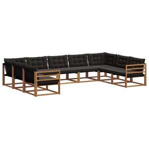vidaXL Ensemble de canapés d'extérieur 9 pc Naturel et Noir