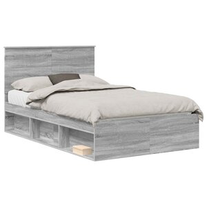 vidaXL Cadre de lit Gris Sonoma 120 x 190 cm Pin massif