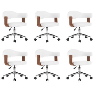vidaXL Chaises pivotantes à manger lot de 6 bois courbé et similicuir